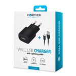 Chargeur secteur 1xUSB 2A + Câble USB vers Lightning - Forever