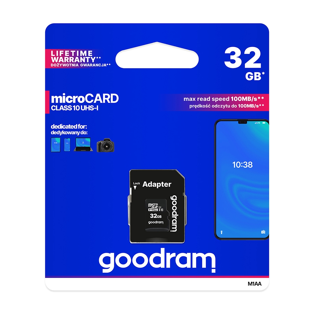 32gb-goodram-bleu_2022112495422_large Carte mémoire Micro SDHC 32GB - UHS1 Class 10 - GoodRam – Image 1