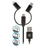 Câble de Charge et Synchro - iPhone/Android - 3 en 1 - Noir - Forever – Image 2
