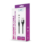 Câble de Charge magnétique - 2.5A 1m - 3 en 1 - Setty