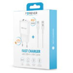 Chargeur secteur 1xUSB 1xUSB-C + Câble USB-C USB-C - 20W - Forever