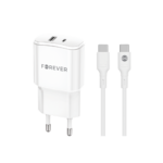 Chargeur secteur 1xUSB 1xUSB-C + Câble USB-C USB-C - 20W - Forever – Image 2