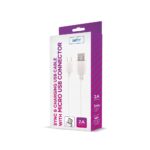 Câble de Charge et Synchro - Micro USB - 1 mètre 2A - Blanc - Setty