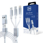 Câble 3 en 1 - USB+USB-C/Micro+USB-C+Lightning 1.5m - Hyper Cable 3in1 - 3mk
