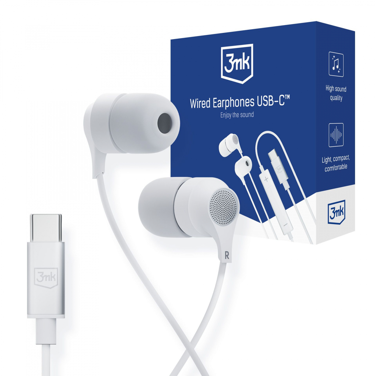 earphones-usb-c-3mk-1_202552083639_large-1.jpg Oreillettes stéréo filaires USB-C avec micro - Blanc - 3mk – Image 1
