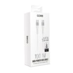 Câble de Charge et Synchro Ultra Rapide - USB-C vers USB-C - 2m 5a 100W GaN - Blanc - Core – Image 4